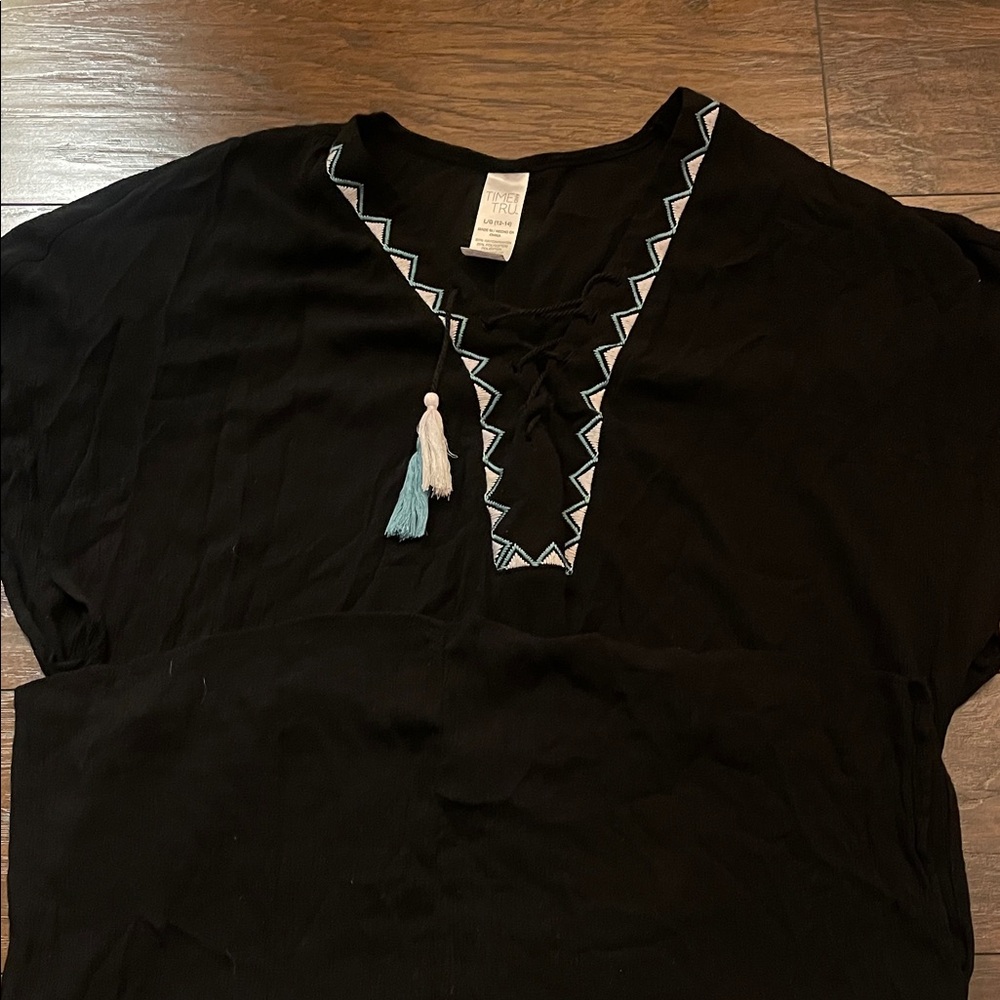 Black Tunic with Geometric Trim